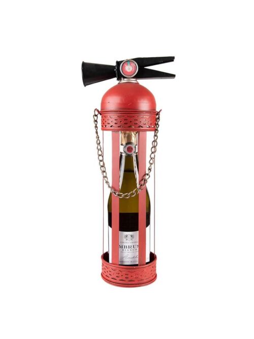 Portabottiglie Estintore in Metallo Rosso 41 cm