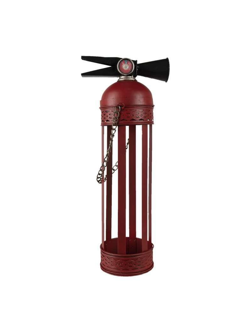 Portabottiglie Estintore In Metallo Rosso 41 Cm