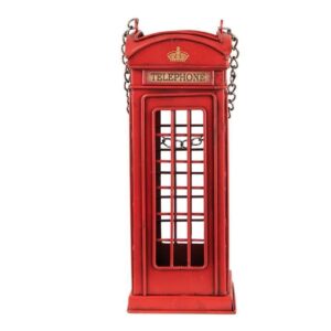 Portabottiglie Cabina Telefonica Vintage in Metallo Rosso