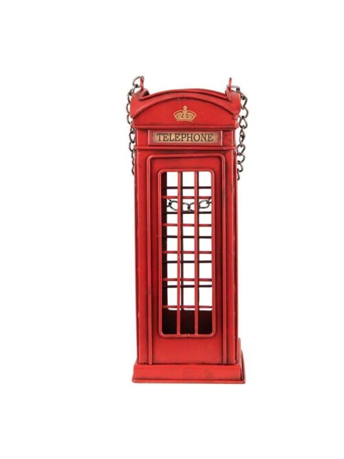 Portabottiglie Cabina Telefonica Vintage in Metallo Rosso