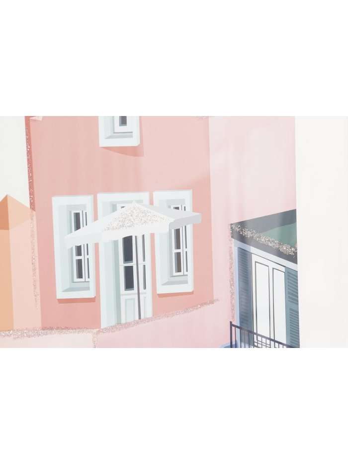 Set Di 2 Quadri Case Di Città Colori Pastello