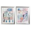 Set Di 2 Quadri Case Di Città Colori Pastello