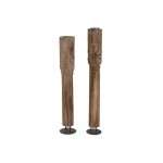 Colonna Portacandela in Legno Naturale Riciclato Intagliata