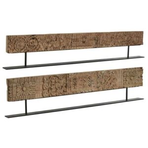 scultura legno antico intagliata a mano, decorazione legno con supporto metallo, scultura artigianale legno antico, scultura legno su base metallo, arredamento rustico moderno scultura, scultura decorativa legno intagliato