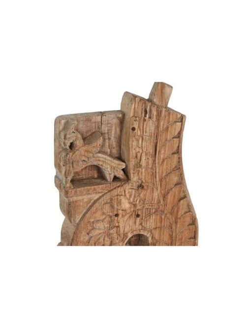 Scultura Astratta in Legno Antico con Supporto Metallico