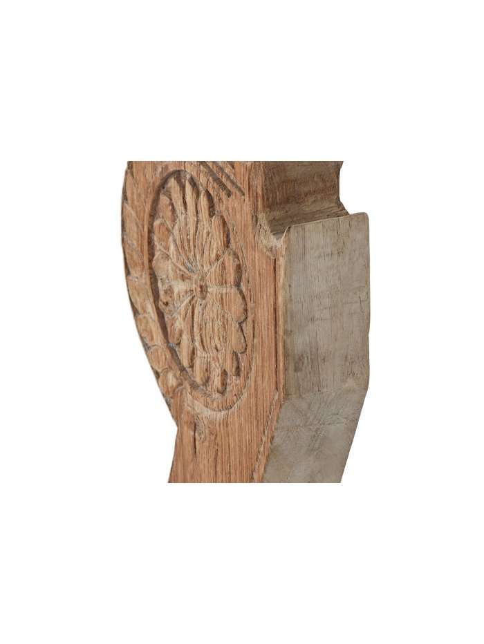 Scultura Astratta In Legno Antico Con Supporto Metallico