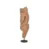 Scultura Astratta In Legno Antico Con Supporto Metallico