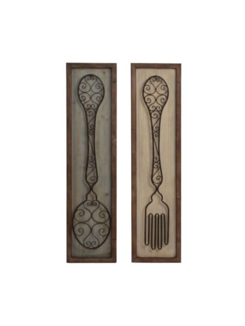 Decorazione da Parete Posate in Legno e Metallo