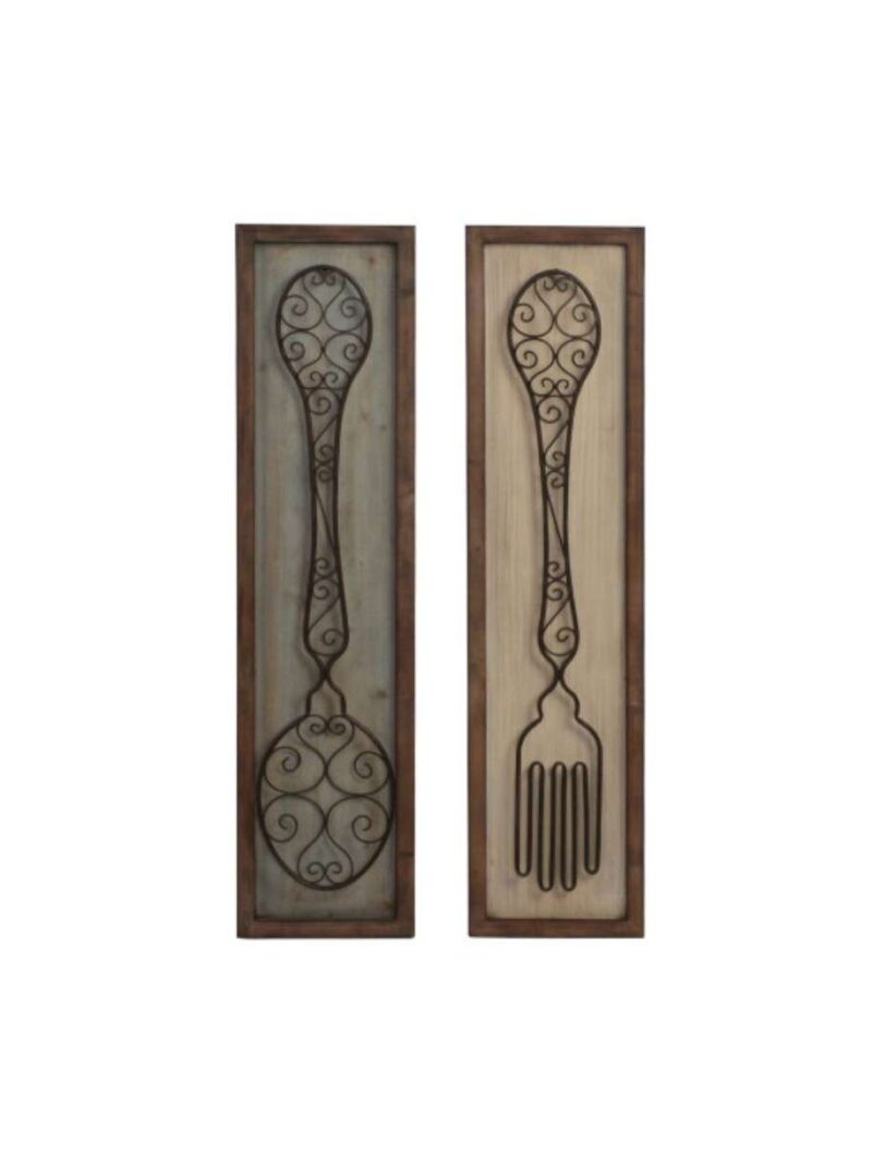 Decorazione Da Parete Posate In Legno E Metallo