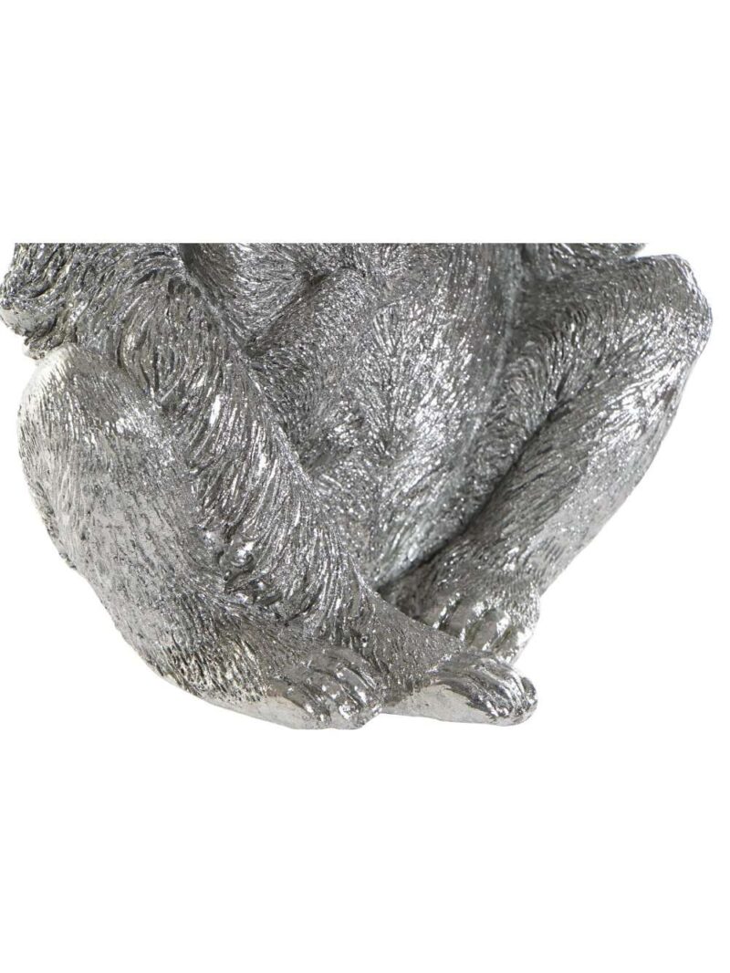 Figura Decorativa Orangotango Argento, Scultura Orangotango In Resina, Decorazione Esotica Orangotango, Statua Orangotango Argento 18X16X26, Ornamento Moderno Orangotango Resina, Figura Animali In Resina Argentata