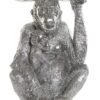 Figura Decorativa Orangotango Argento, Scultura Orangotango In Resina, Decorazione Esotica Orangotango, Statua Orangotango Argento 18X16X26, Ornamento Moderno Orangotango Resina, Figura Animali In Resina Argentata