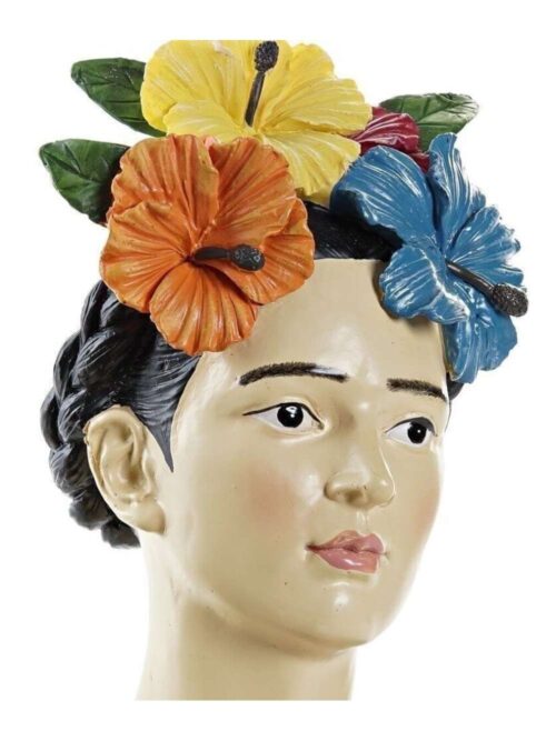 Figura Decorativa Frida in Resina con Vassoio in Metallo