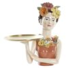 Figura Decorativa Frida In Resina Con Vassoio In Metallo