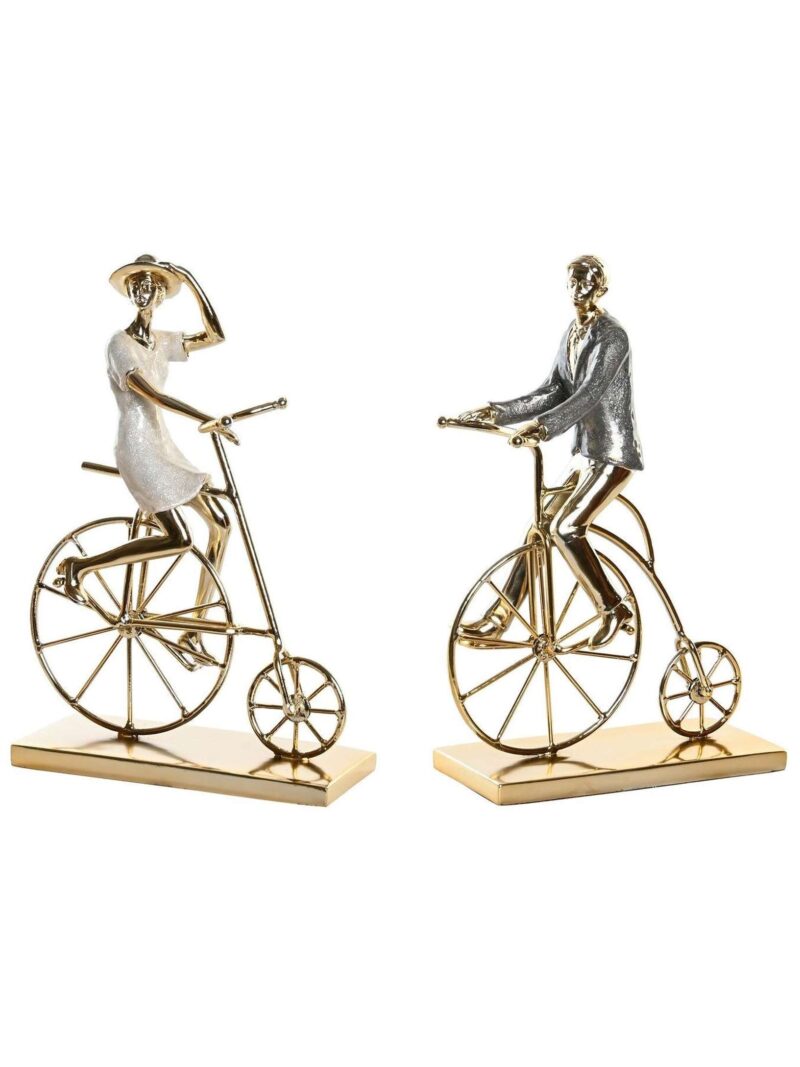 Figura Decorativa In Resina E Metallo In Bicicletta