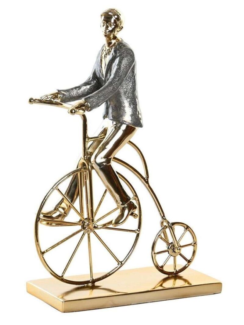 Figura Decorativa In Resina E Metallo In Bicicletta