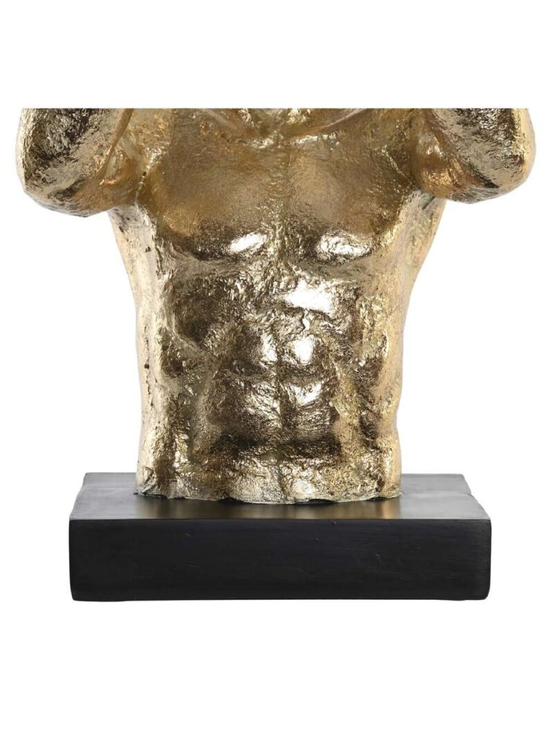 Figura Decorativa Uomo Dorato Che Sorregge Palla Di Cristallo