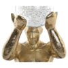 Figura Decorativa Uomo Dorato Che Sorregge Palla Di Cristallo