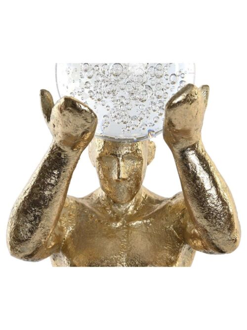 Figura Decorativa Uomo Dorato che Sorregge Palla di Cristallo