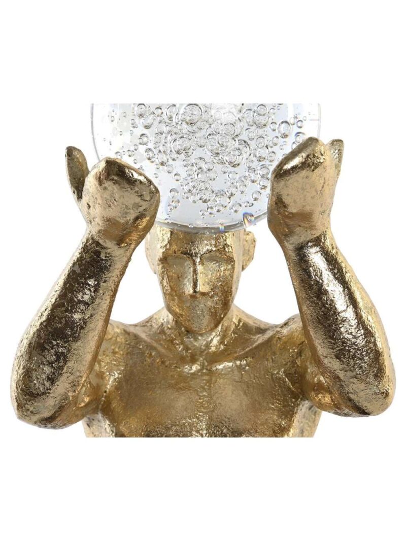 Figura Decorativa Uomo Dorato Che Sorregge Palla Di Cristallo