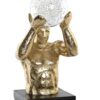 Figura Decorativa Uomo Dorato Che Sorregge Palla Di Cristallo