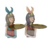 Figura Decorativa Donna In Resina Con Vassoio