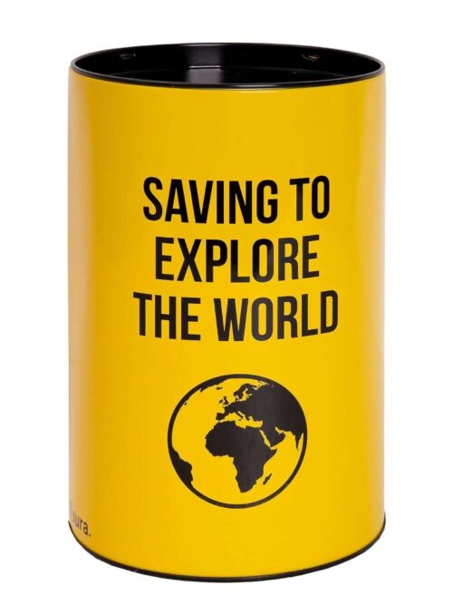 Salvadanaio XXL SAVING TO EXPLORE THE WORLD - Giallo e Nero