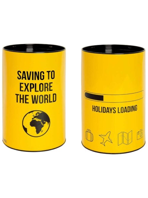 Salvadanaio XXL SAVING TO EXPLORE THE WORLD - Giallo e Nero