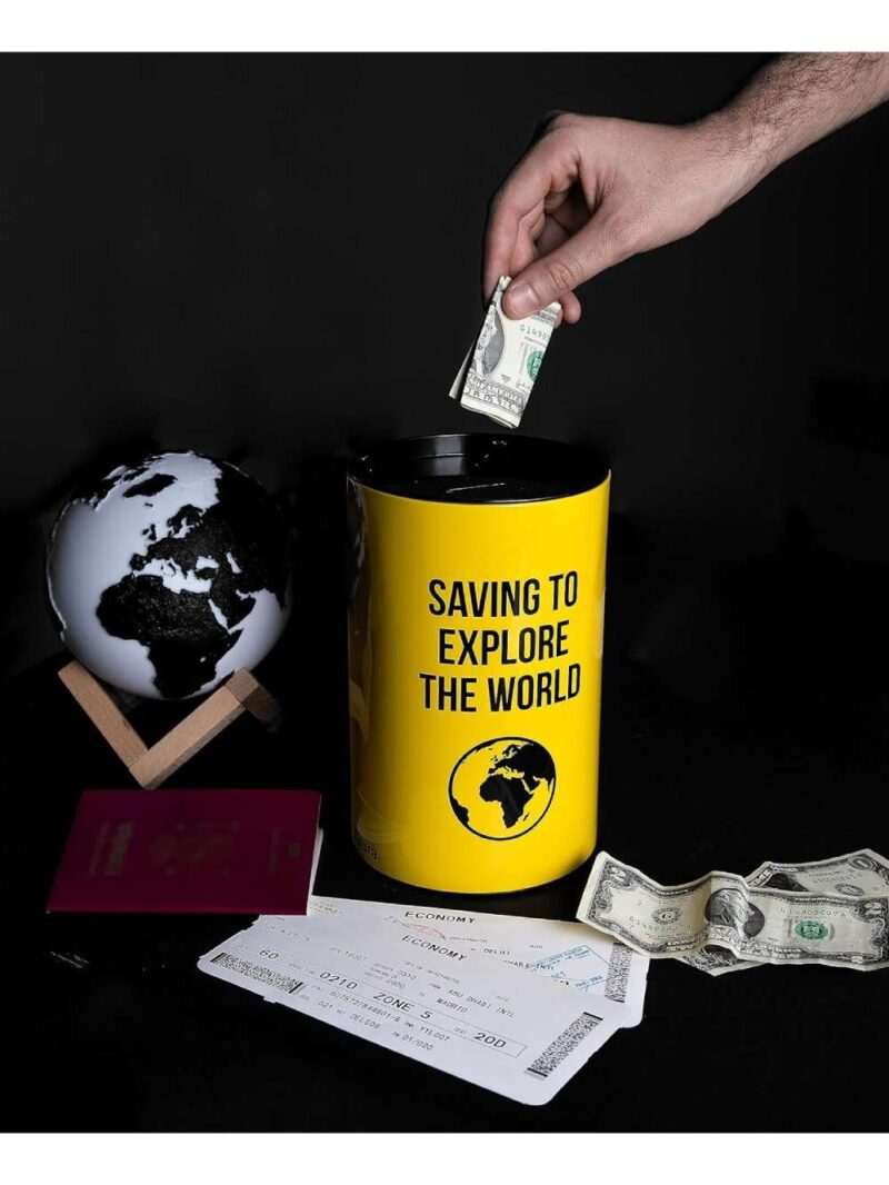 Salvadanaio Xxl Saving To Explore The World - Giallo E Nero