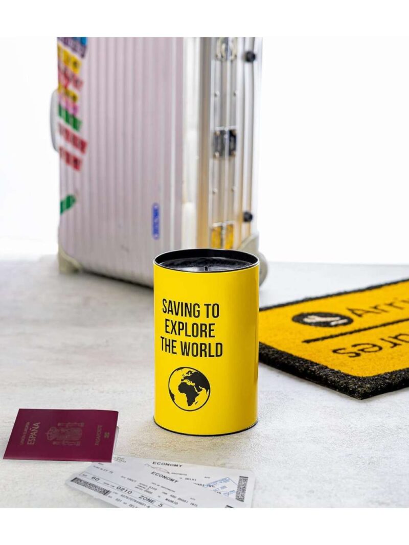 Salvadanaio Xxl Saving To Explore The World - Giallo E Nero