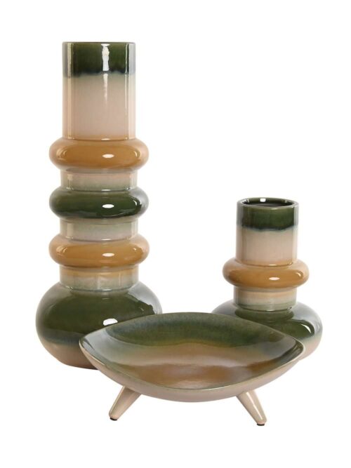 Vaso in Gres Porcellanato Multicolore Ocra e Verde