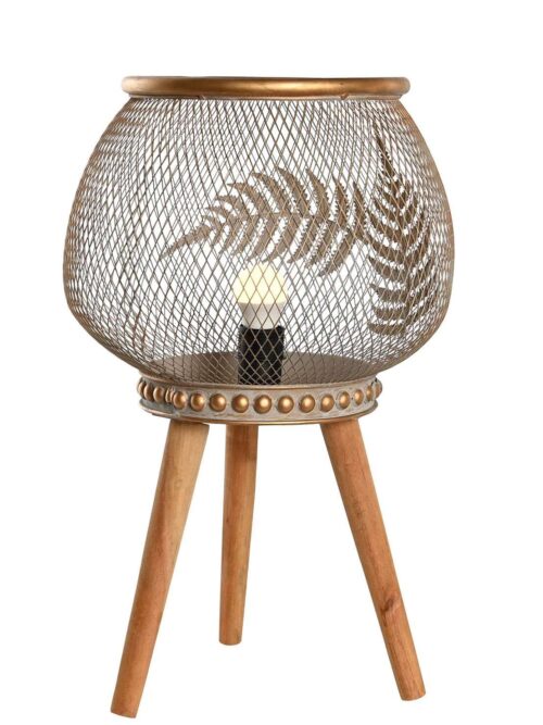 Lampada da Tavolo Foglia in Metallo e Legno