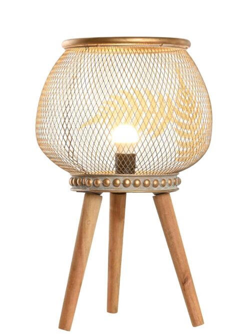 Lampada da Tavolo Foglia in Metallo e Legno