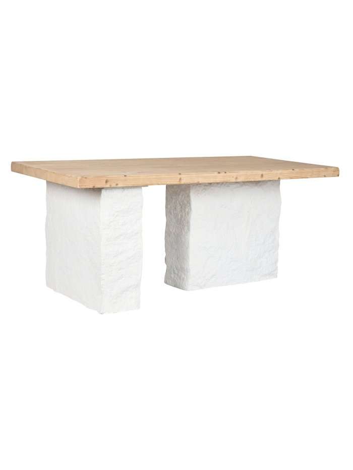 Tavolo Da Pranzo In Abete Naturale Con Base In Resina