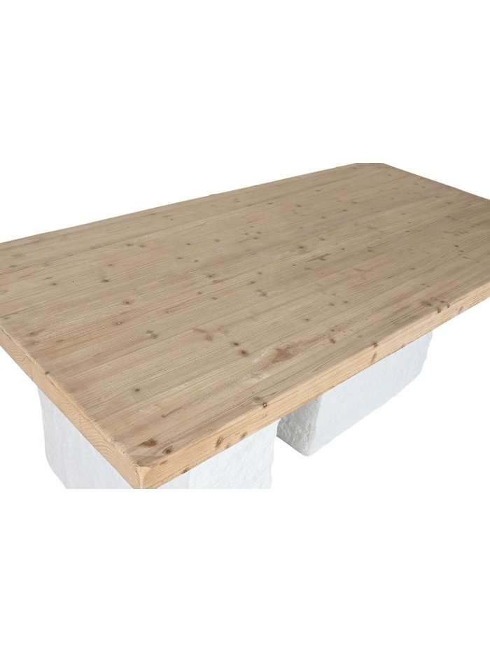 Tavolo Da Pranzo In Abete Naturale Con Base In Resina