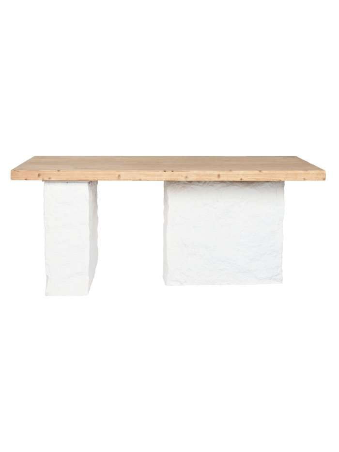 Tavolo Da Pranzo In Abete Naturale Con Base In Resina