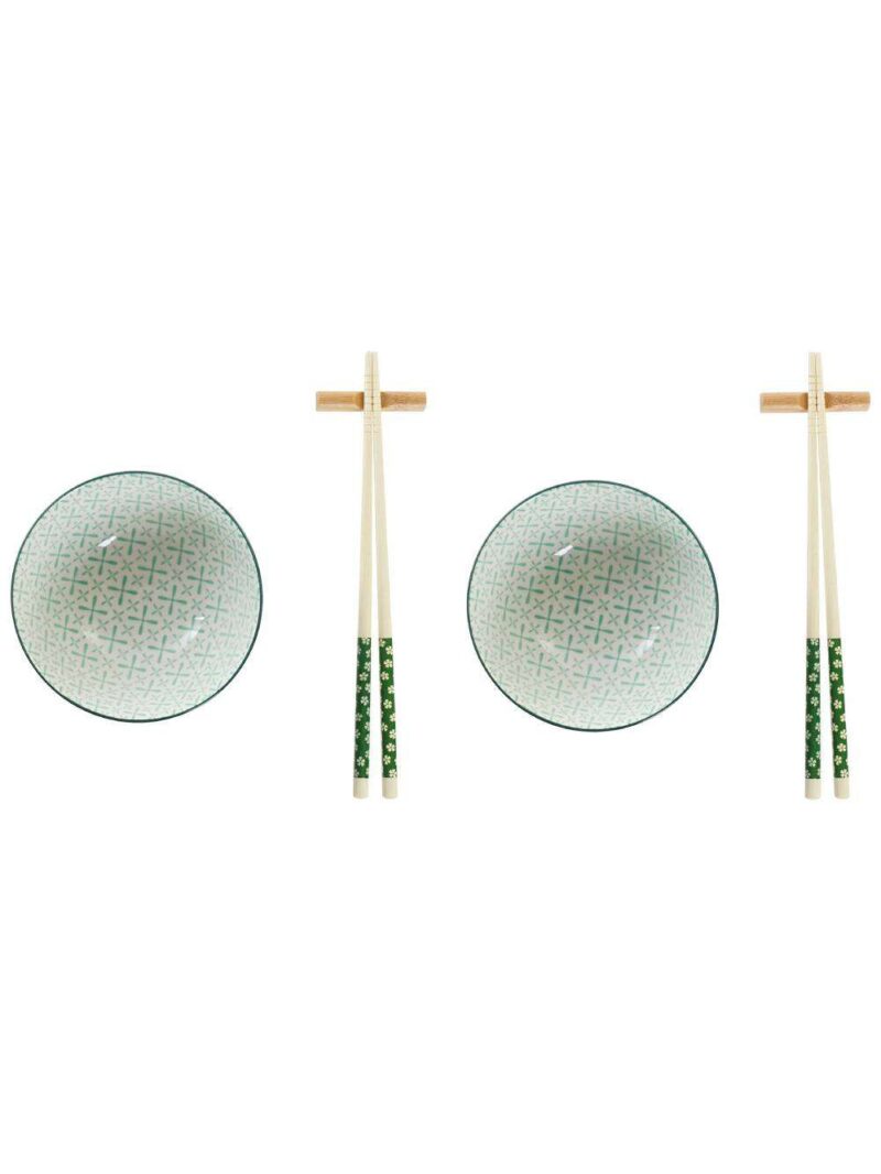 Set Sushi X2 In Bamboo E Ciotole Gres 30X21X7 Verde