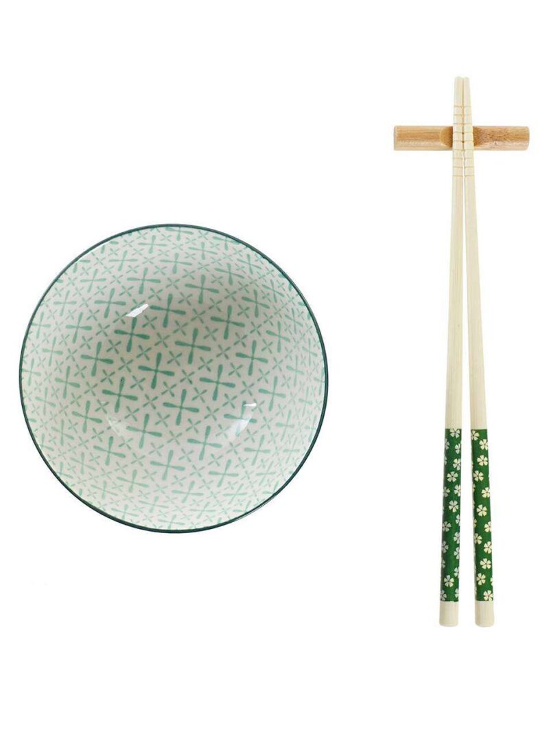 Set Sushi X2 In Bamboo E Ciotole Gres 30X21X7 Verde