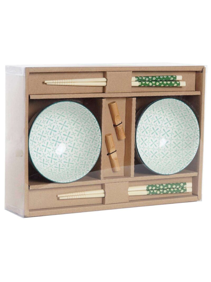 Set Sushi X2 In Bamboo E Ciotole Gres 30X21X7 Verde