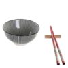 Set Sushi X2 In Bamboo E Ciotole Gres 30X21X7 Nero
