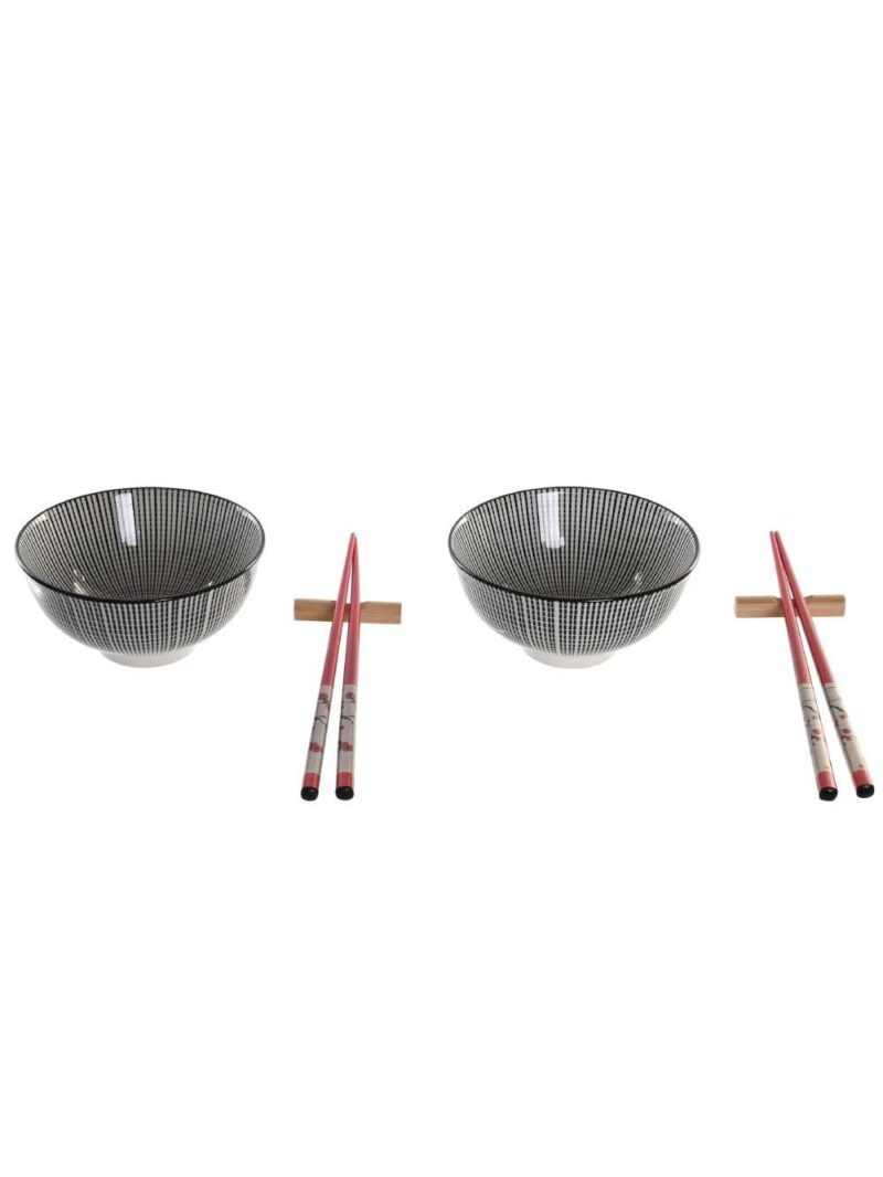Set Sushi X2 In Bamboo E Ciotole Gres 30X21X7 Nero