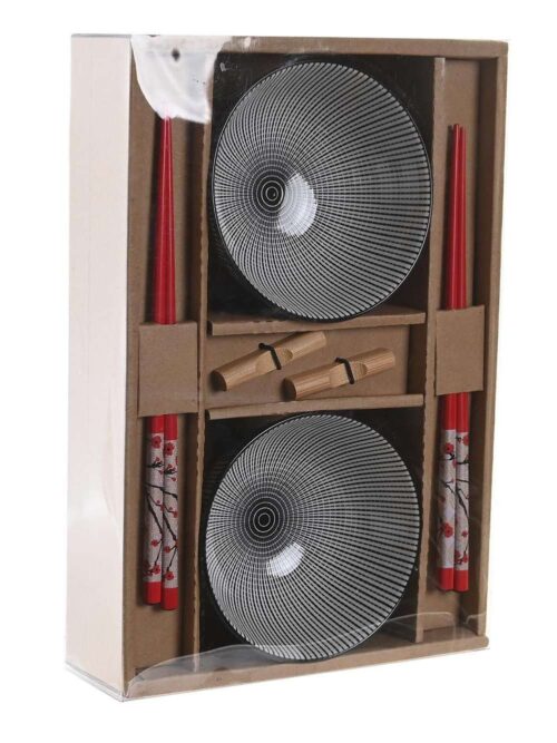 Set Sushi X2 in Bamboo e Ciotole Gres 30x21x7 Nero