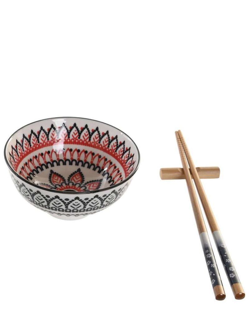 Set Sushi X2 In Bamboo E Ciotole Gres 30X21X7 Multicolore