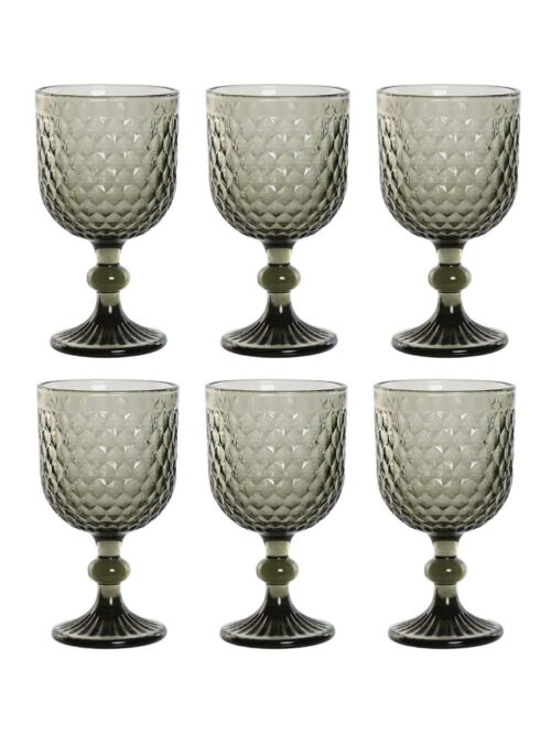 Set 6 Bicchieri da Vino in Vetro Grigio 325ml