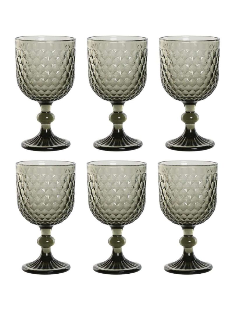 Set 6 Bicchieri Da Vino In Vetro Grigio 325Ml