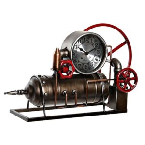 Orologio da Tavolo Macchina a Vapore Vintage in Ferro