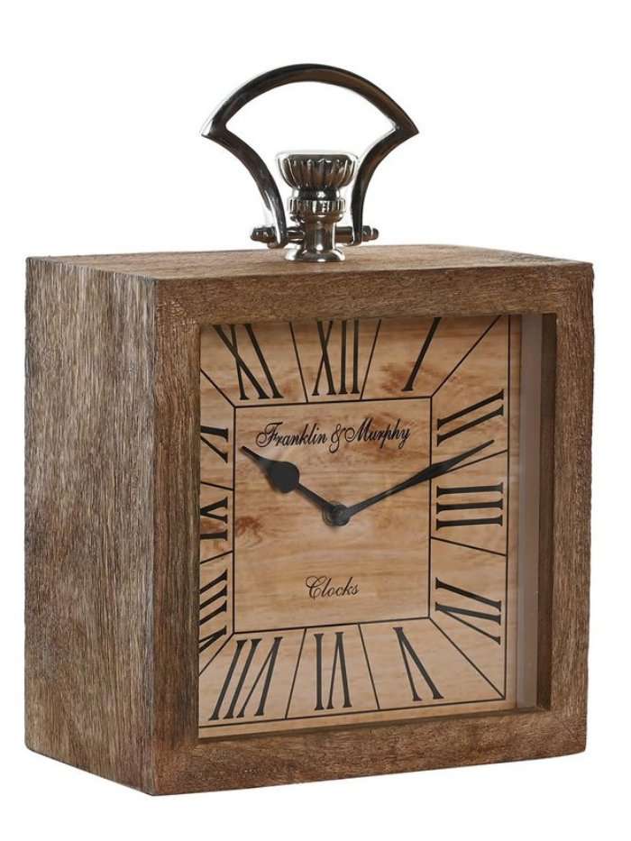 Orologio Da Tavolo In Legno Di Mango E Alluminio
