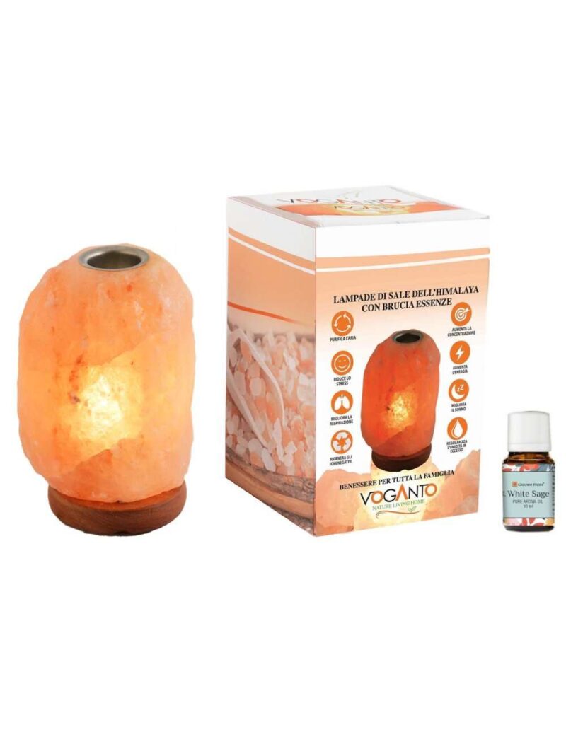 Lampada/Diffusore Di Sale Rosa Dell'Himalaya Con Porta Aroma