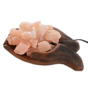 Lampada di Sale su Foglia di Cocco Nera 1,5 kg - 35 cm
