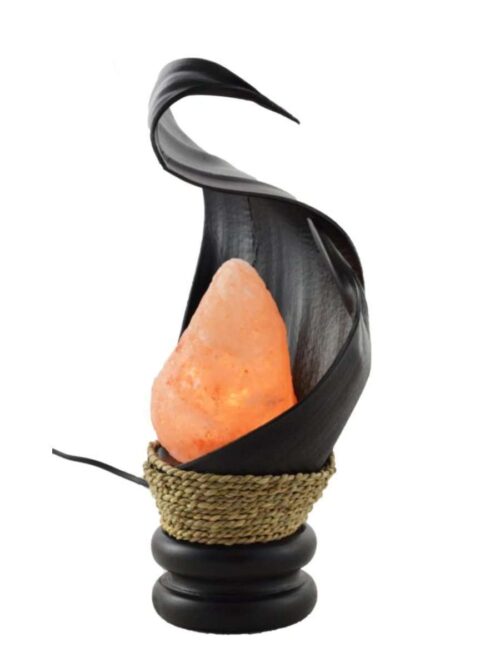 Lampada di Sale FIAMMA con Foglia di Cocco Black
