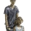 Decorazione Coppia Con Cane In Resina Blu Oro
